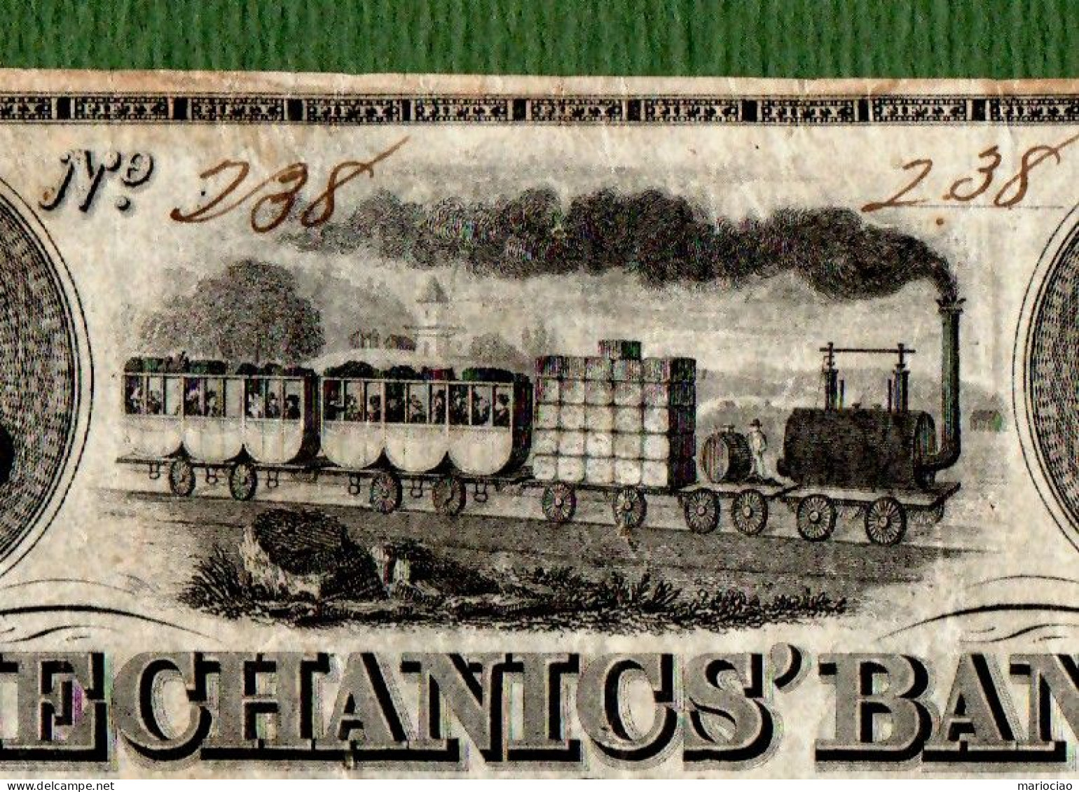USA Note The Mechanics Bank Of Augusta GEORGIA 1854 $50 Train, Steamboat, Snake N. 238 - Otros & Sin Clasificación