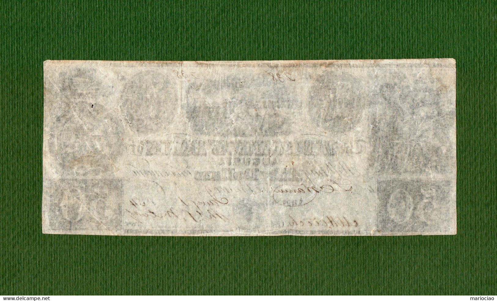 USA Note The Mechanics Bank Of Augusta GEORGIA 1854 $50 Train, Steamboat, Snake N. 238 - Sonstige & Ohne Zuordnung