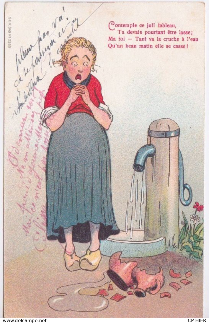 ILLUSTRATEUR  FANTAISIE - CONTEMPLE CE JOLIE TABLEAU CRUCHE D'EAU ELLE SE CASSE - CPA RUSSE ? - Ohne Zuordnung