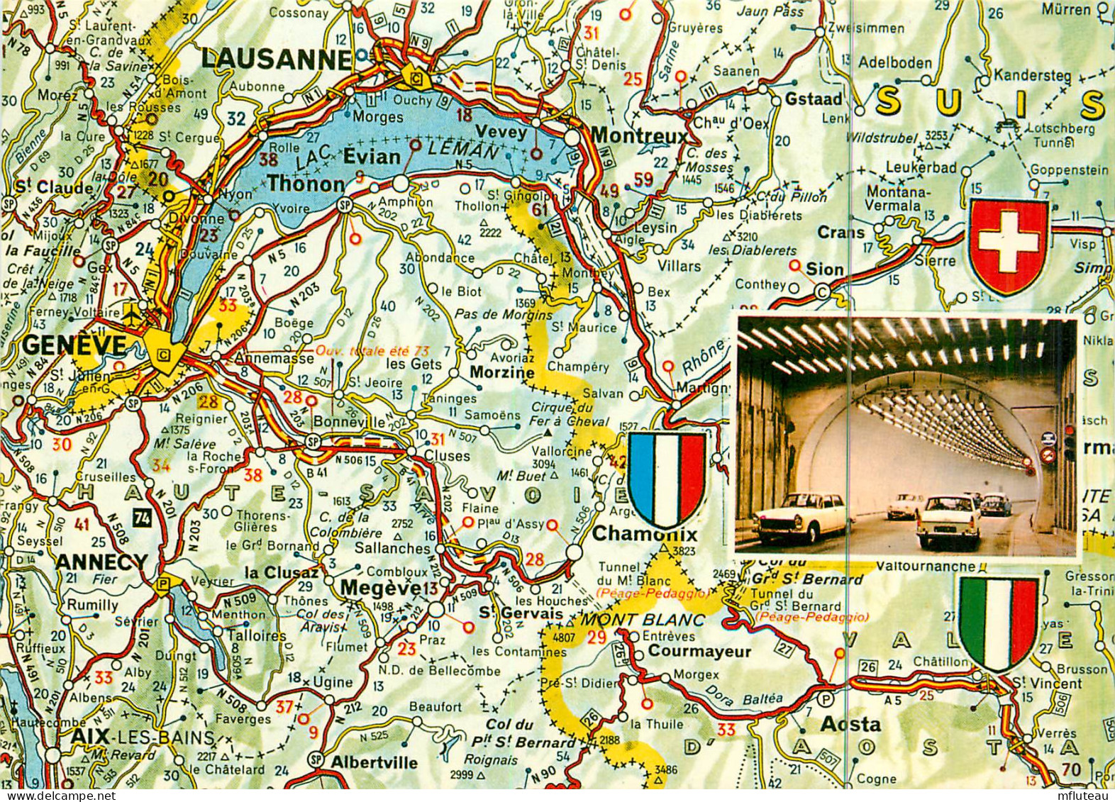74* CHAMONIX  Entree Tunnel Et Carte De La Region (CPM 10x15cm)      RL18,1326 - Chamonix-Mont-Blanc