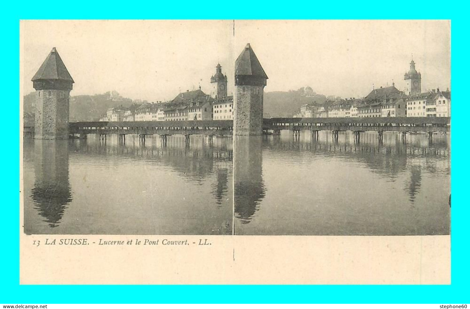 A904 / 383 Suisse LUCERNE Et Pont Couvert - Suisse - Carte Stéréoscopique - Luzern