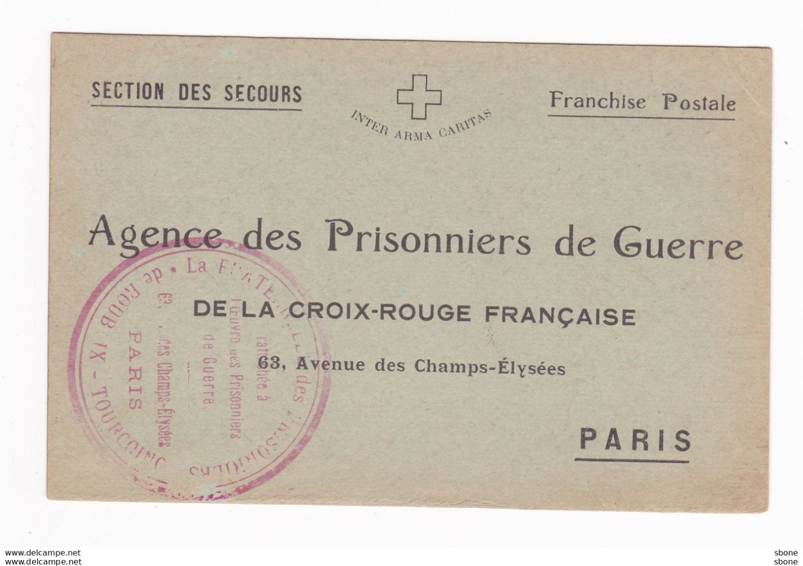 Carte En Franchise Militaire - Agence Des Prisonniers De Guerre - Croix Rouge - Brieven En Documenten