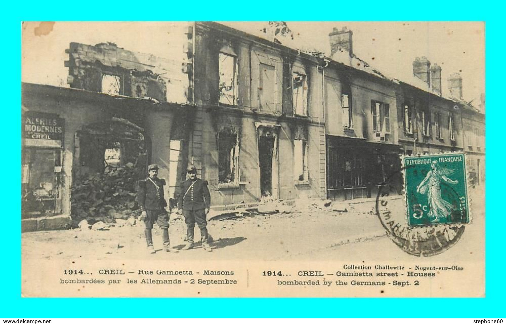 A903 / 227 60 - CREIL Rue Gambetta Maisons Bombardées Par Les Allemands - Guerre 1914 - Creil