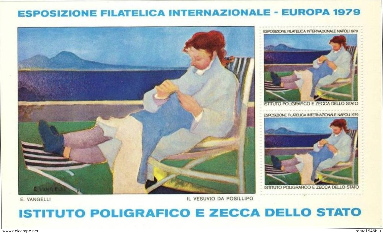 EUROPA 1979 ESPOSIZIONE FILATELICA INTERNAZIONALE IL VESUVIO DA POSILLIPO ERINNOFILO FOGLIETTO - Vignetten (Erinnophilie)