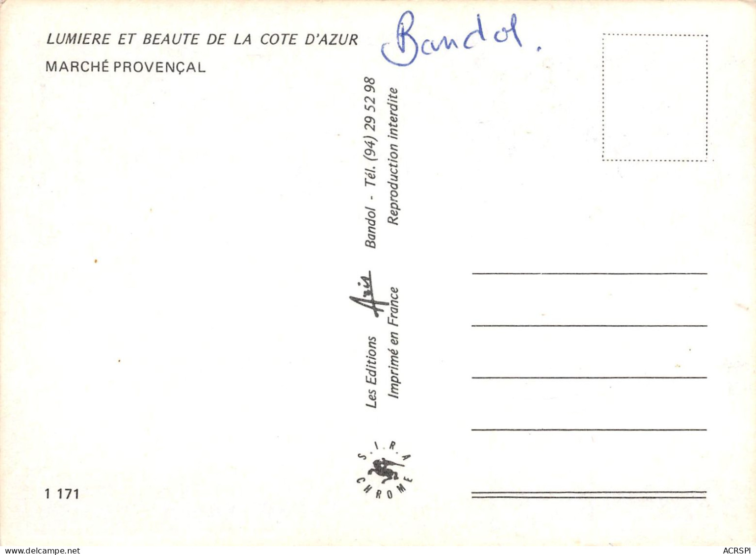 BANDOL  Le Marché    (Scan R/V) N° 51 \MR8015 - Bandol