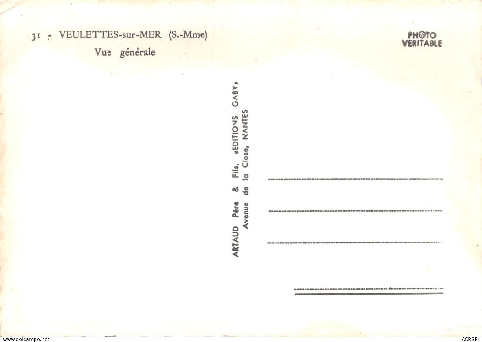 76 VEULETTES -sur-MER Vue Générale Panoramique   (scanR/V)   N° 25  MR8009 - Forges Les Eaux