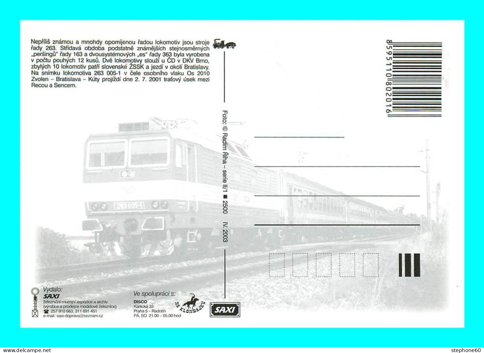 A901 / 009 TRAIN 263 005-1 Zvolen - Bratislava - Trenes