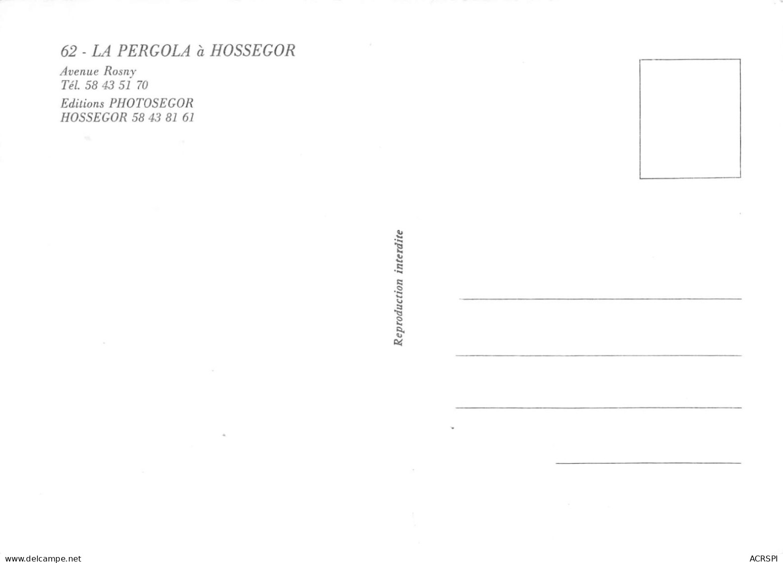 40   HOSSEGOR  La PERGOLA    (Scan R/V) N°    17    \MR8023 - Hossegor