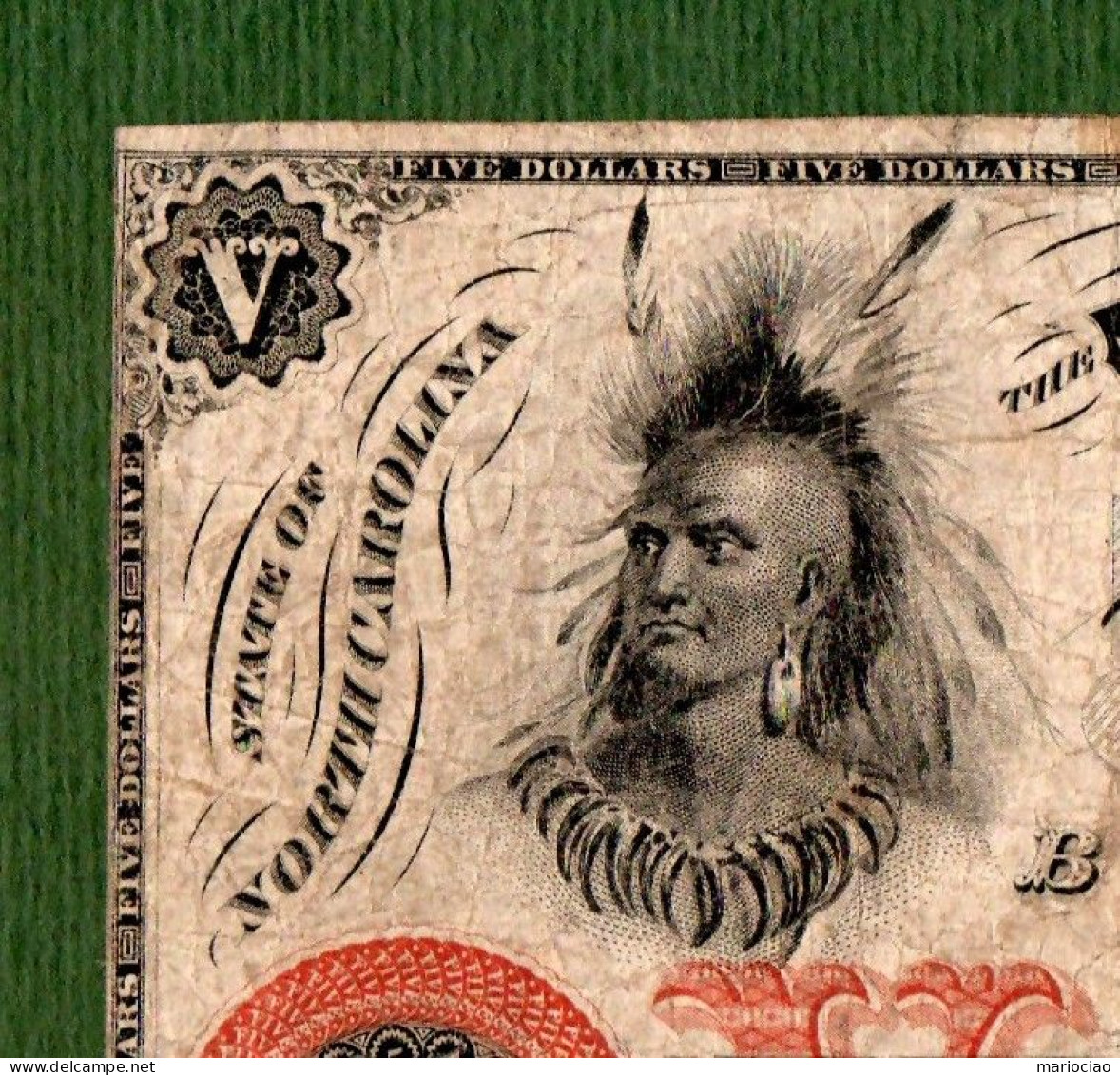USA Note The Miners And Planters Bank 1860 $5 MURPHY North Carolina INDIAN & SLAVES N. 2232 - Autres & Non Classés