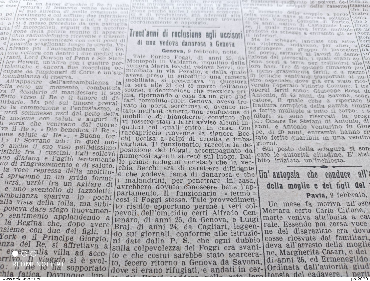 CORRIERE DELLA SERA 10/2/1929 MORTE DI VINCENZO VOLPE GROTTAMINARDA PITTORE MONTOPOLI IN VALDARNO - Other & Unclassified