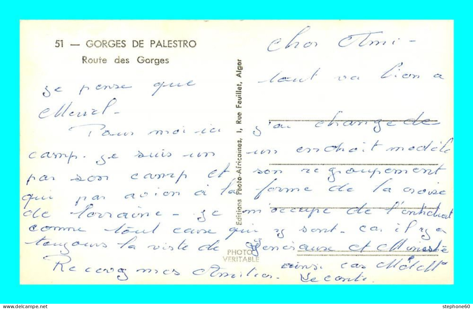 A900 / 163 Algerie GORGES De PALESTRO Route Des Gorges - Otros & Sin Clasificación
