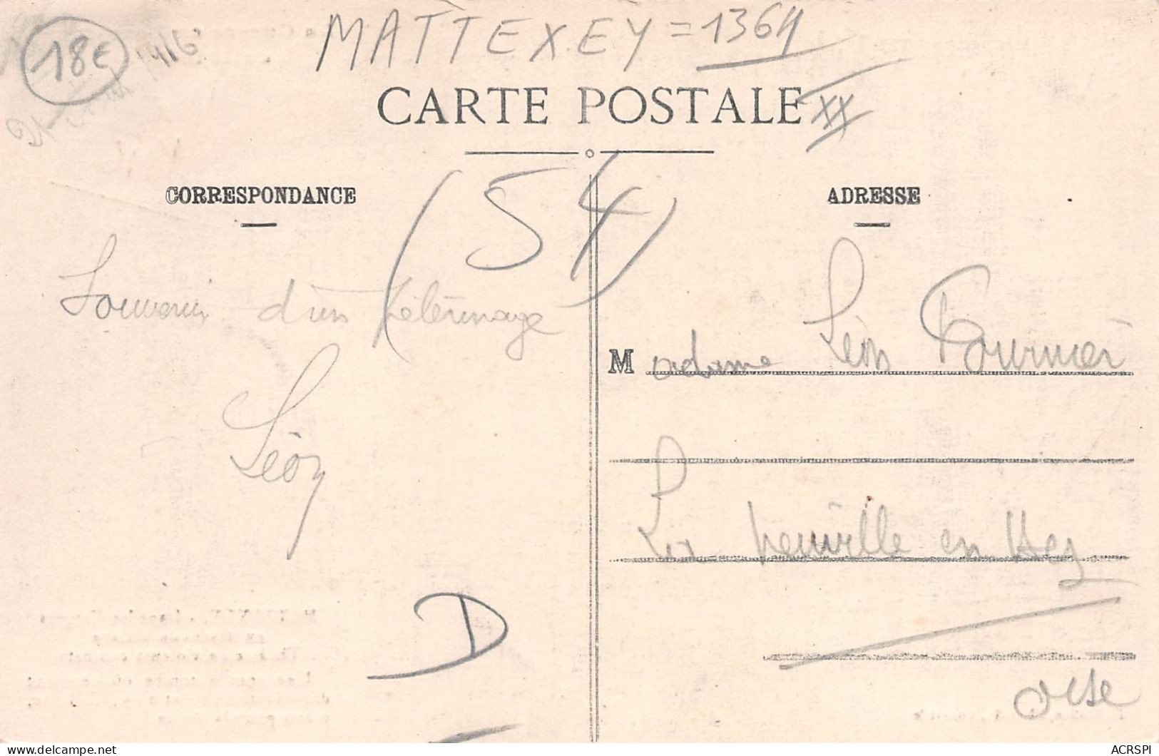 54  Mattexey Tombe Des Soldats Morts Pour La Patrie    (Scan R/V) N°    41    \MR8034 - Autres & Non Classés