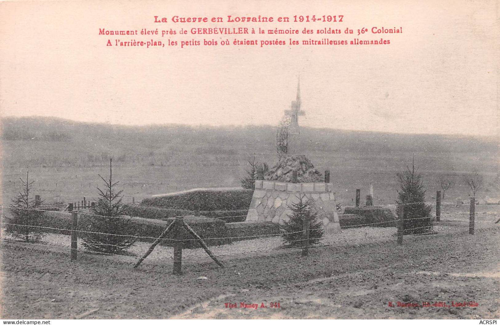 54  Gerbeviller La Martyre  Monument à La Mémoire Du 36e Colonial  Guerre De 1914-15     (Scan R/V) N°   29    \MR8032 - Gerbeviller