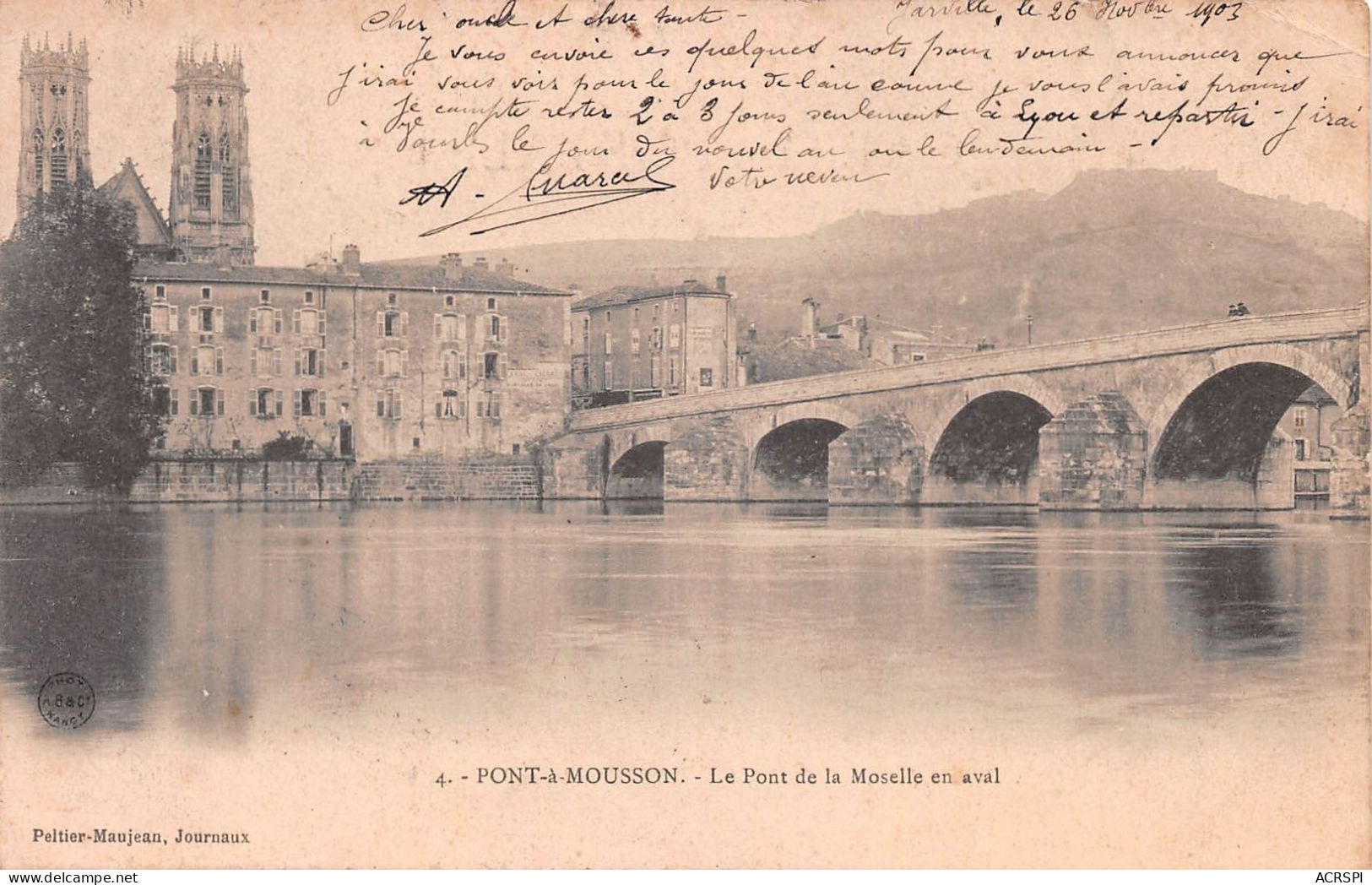 54  Pont-à-Mousson    Pont De La Moselle En Aval     (Scan R/V) N°   7    \MR8032 - Pont A Mousson