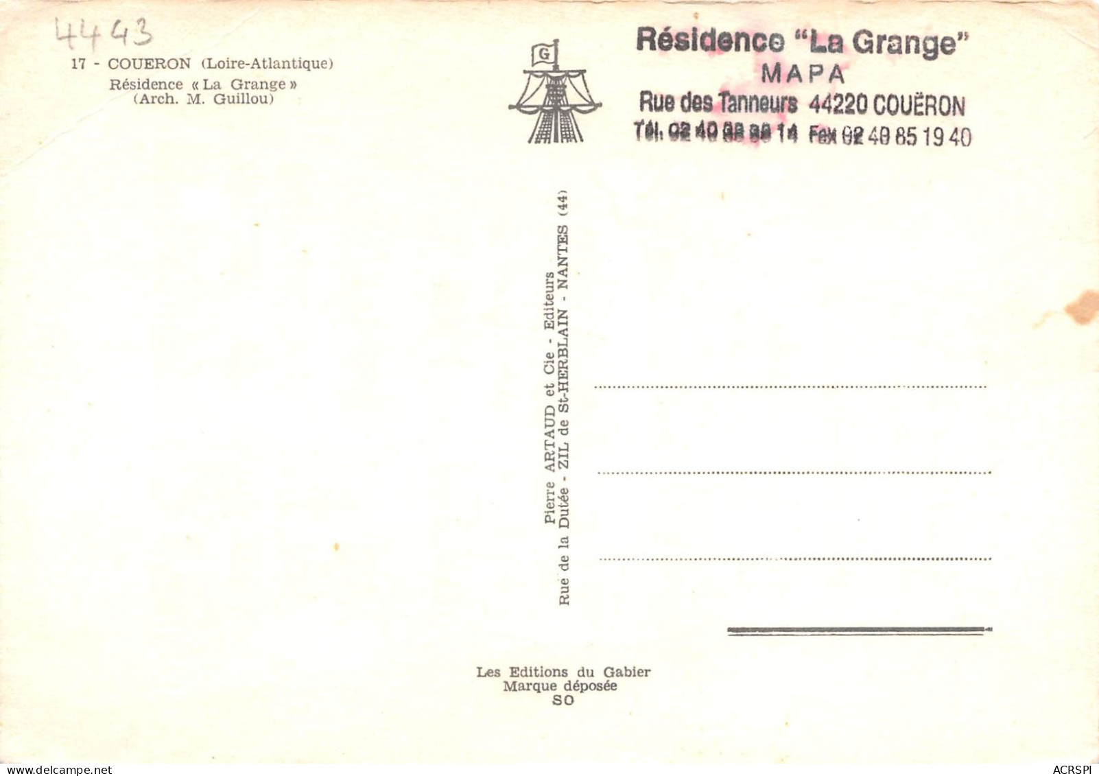44 Couëron Résidence LA GRANGE MAPA Rue Des Tanneurs      (Scan R/V) N°   30   \MR8028 - Autres & Non Classés