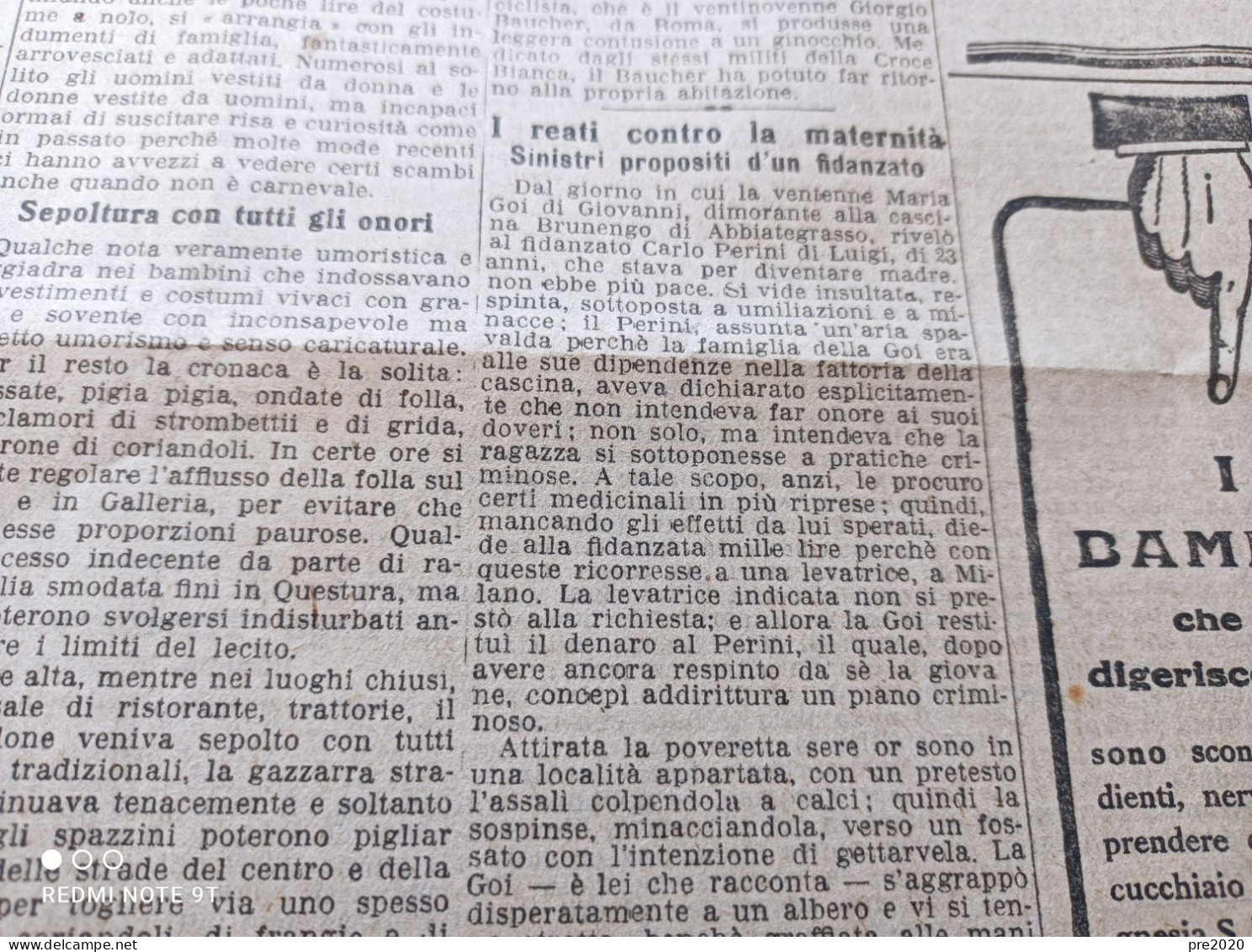 CORRIERE DELLA SERA 17/2/1929 BAGNI DI SAN GIULIANO ALBENGA ABBIATEGRASSO VOLTURARA IRPINA PERDIFUMO - Other & Unclassified