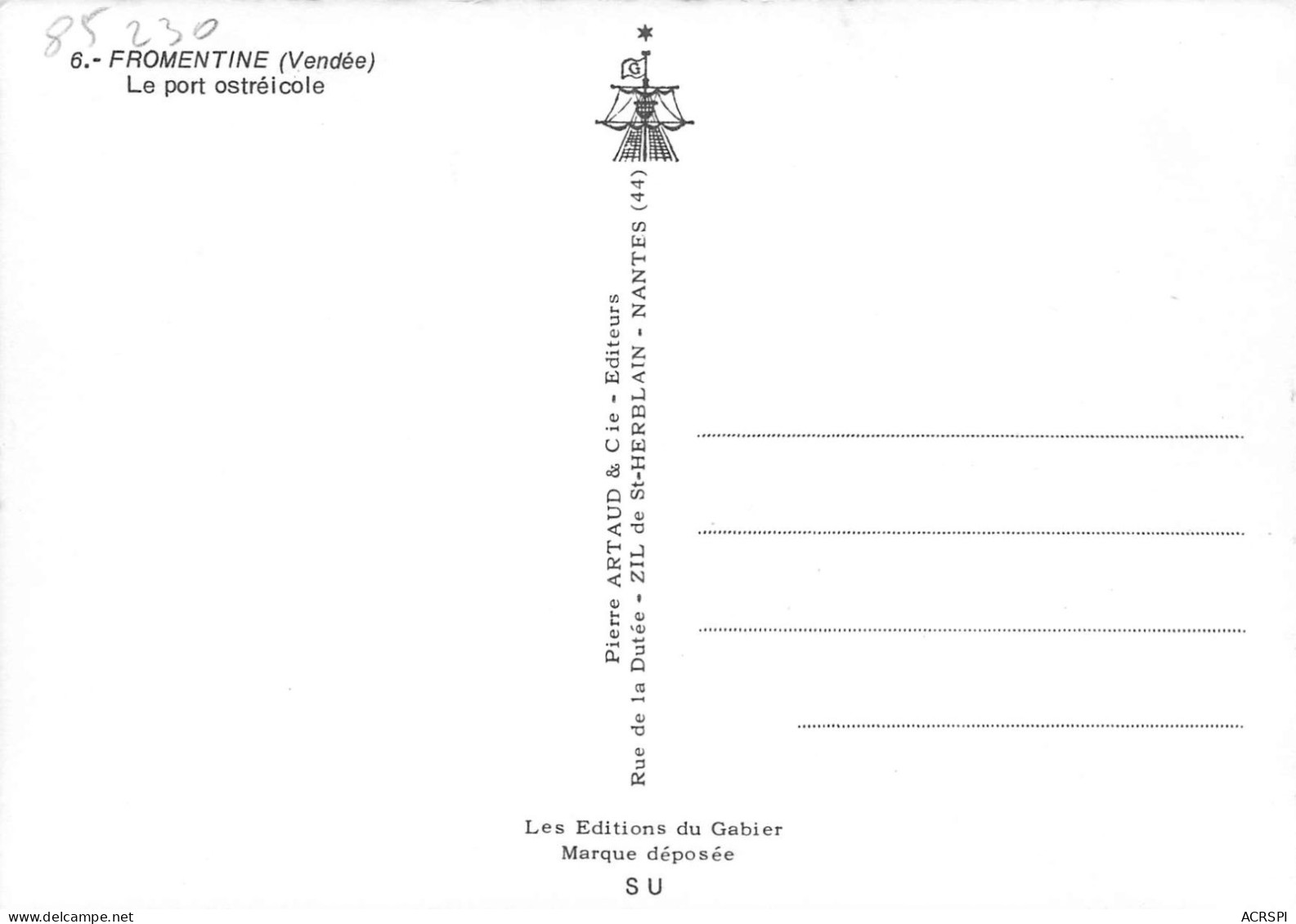 85  FROMENTINE Le Port Ostreicole   (Scan R/V) N°   54   \MR8026 - Ile D'Yeu