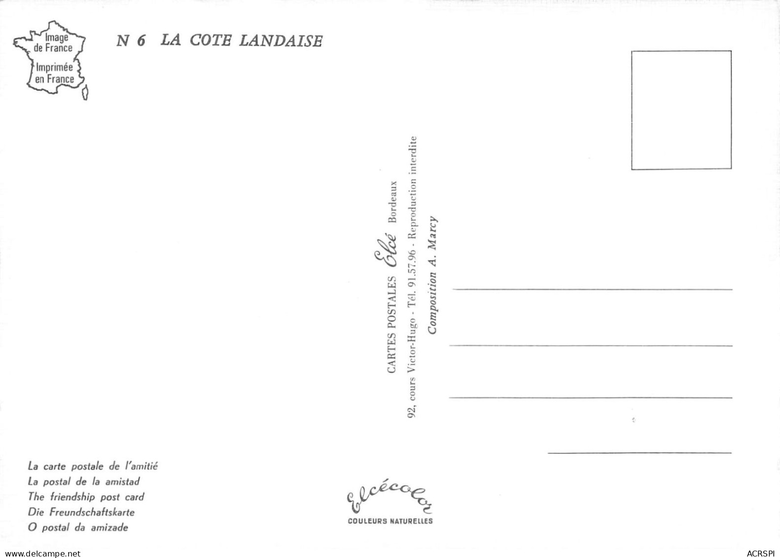 40  Carte Map Plan Landes Lac De LEON échassiers Surf   (Scan R/V) N°   31   \MR8026 - Sonstige & Ohne Zuordnung