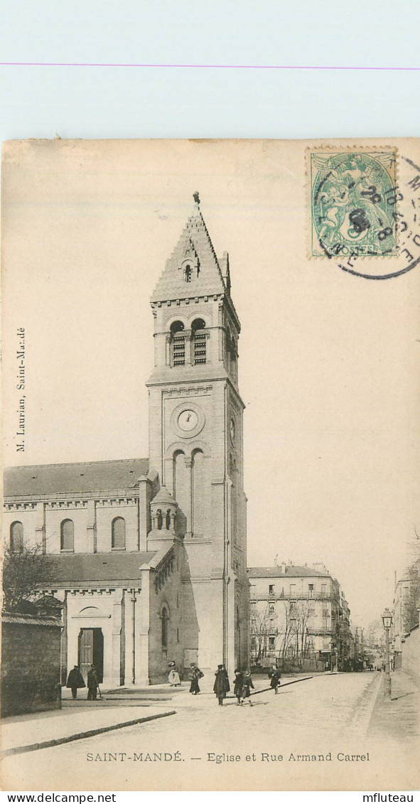 94* ST MANDE     Eglise Et Rue Armand Carrel   RL29,0560 - Saint Mande