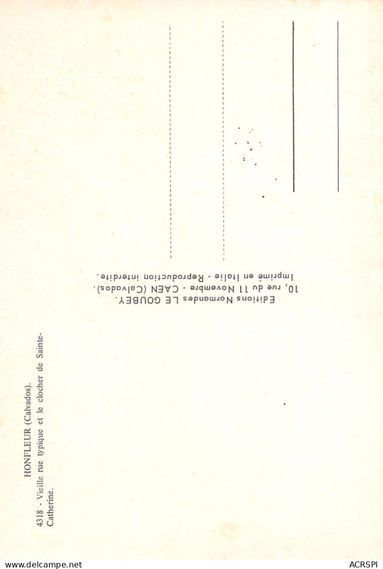 14 HONFLEUR   Le Clocher De L'église Ste Catherine  Et Vieille Rue  Vierge Non Circulé      (Scan R/V) N°   5   \MR8043 - Honfleur