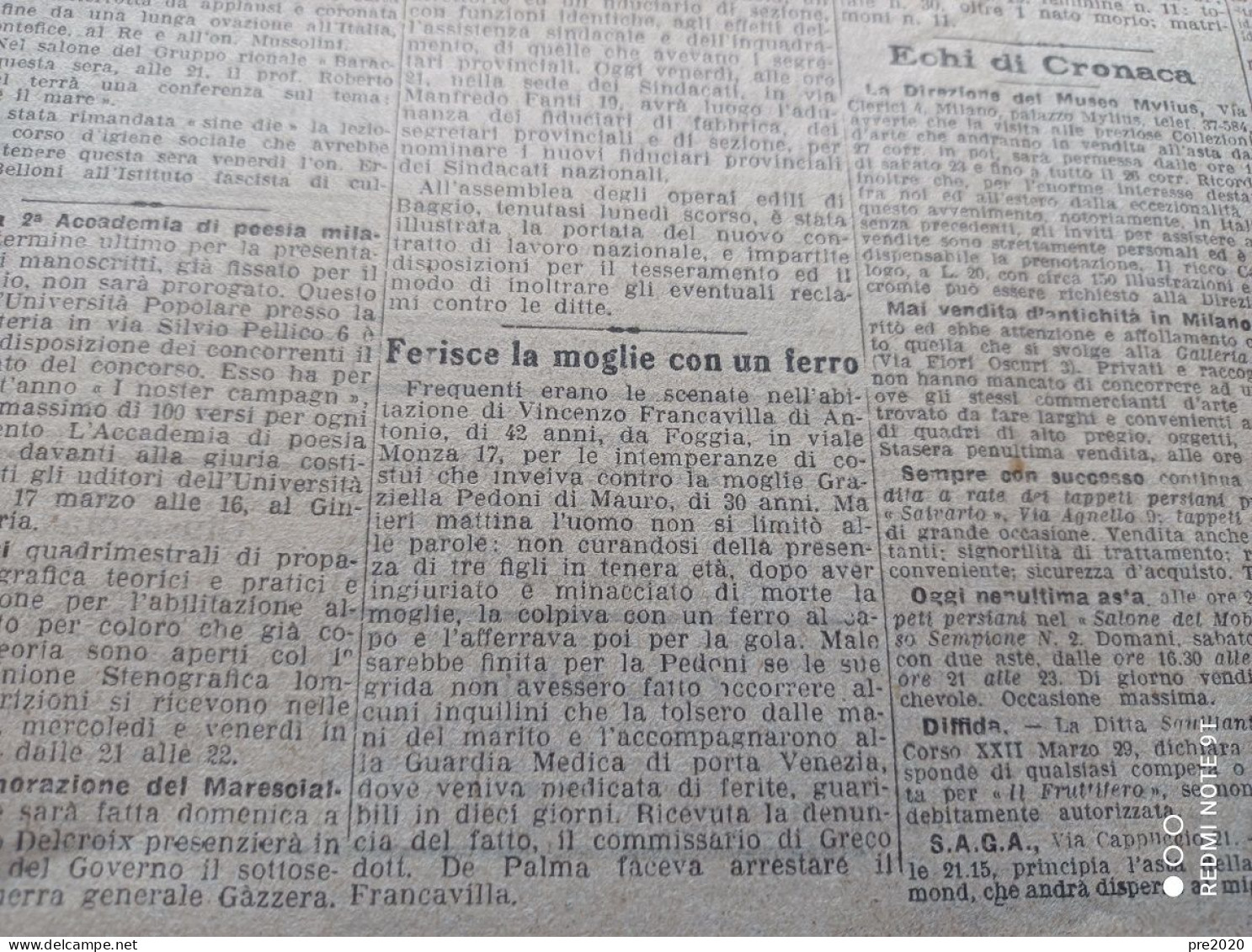 CORRIERE DELLA SERA 22/2/1929 ALTOPASCIO FOGGIA - Other & Unclassified