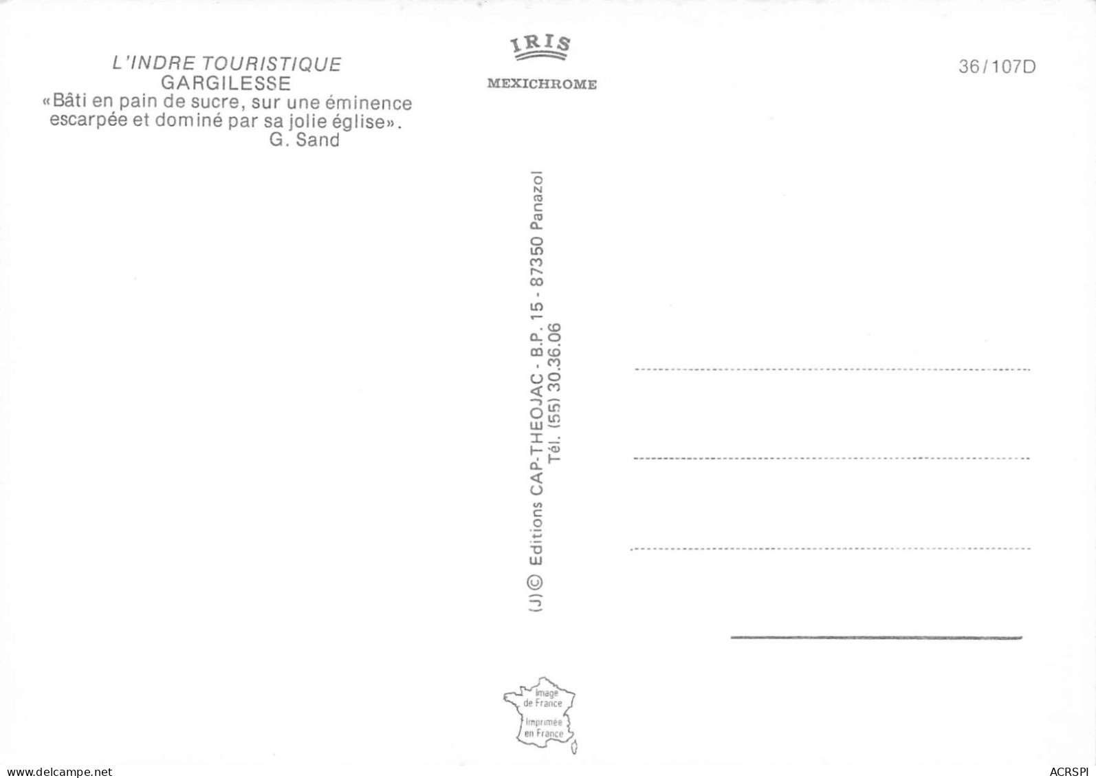 36  Gargilesse-Dampierre Vue Panoramique       (Scan R/V) N°      13       \MR8037 - Autres & Non Classés