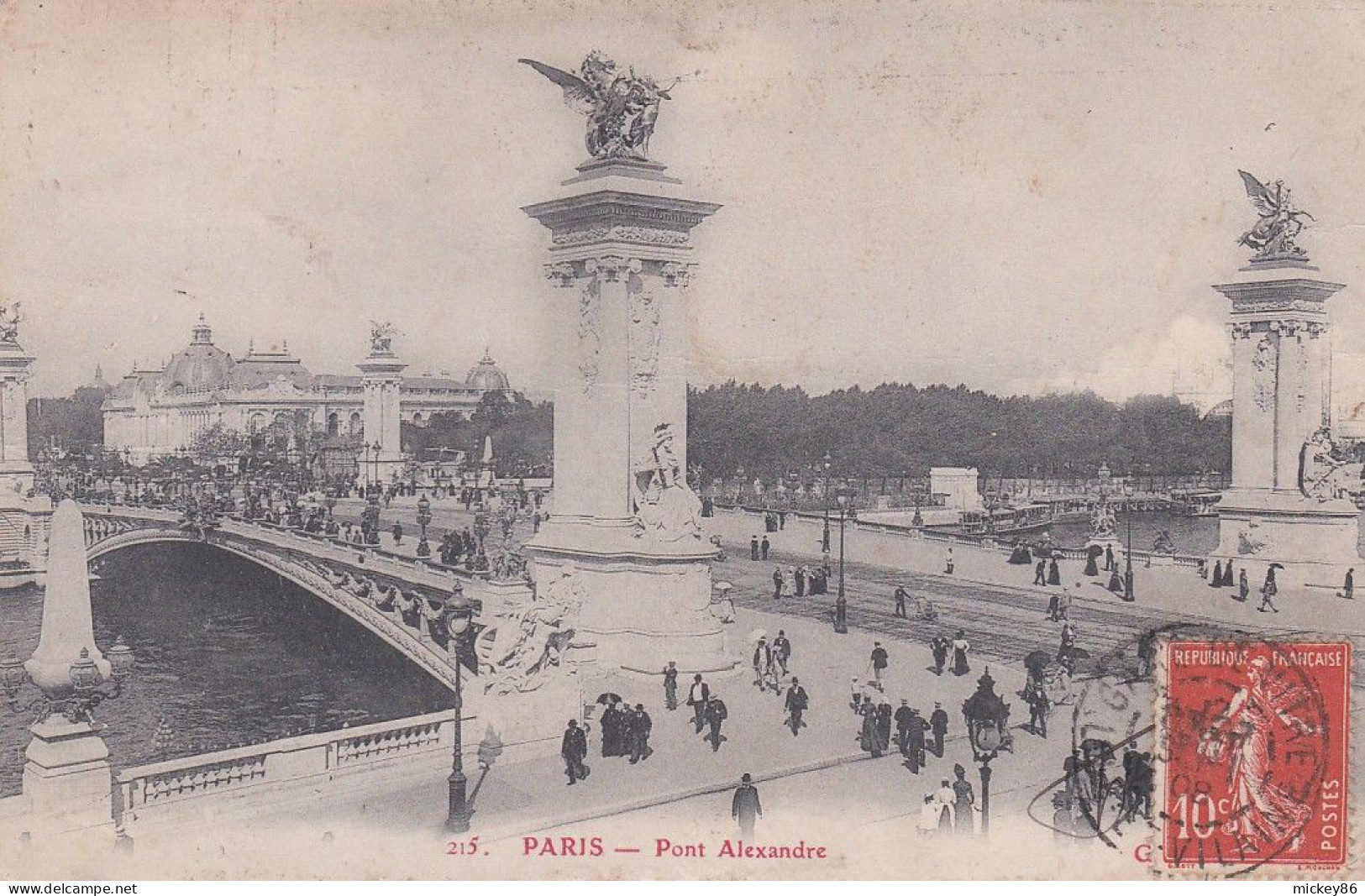 PARIS -- 1908--Pont Alexandre III  ( Animée) ..cachet  MARTIGNE-FERCHAUD-35  + GARE DE VITRE -35......à Saisir - Bridges