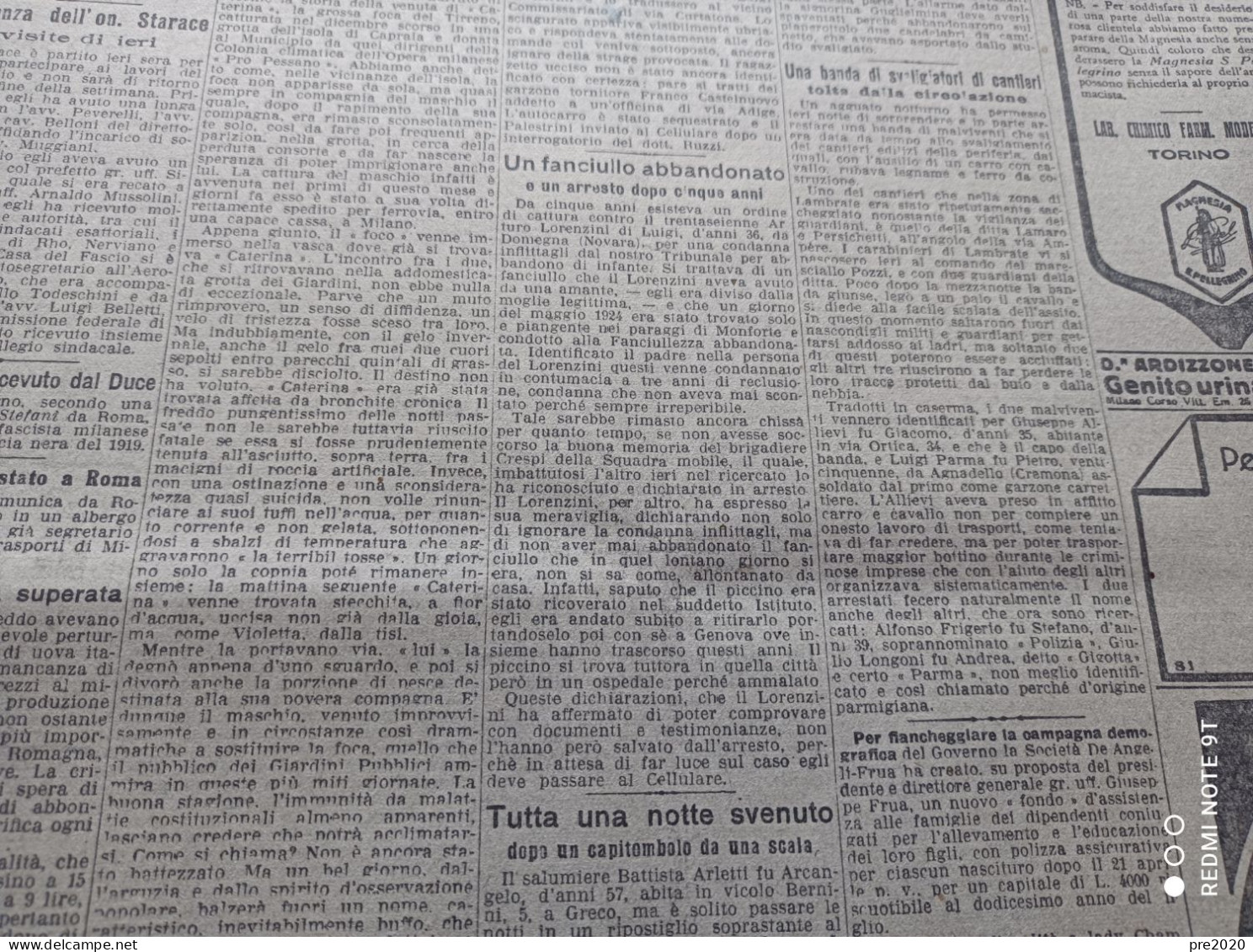 CORRIERE DELLA SERA 24/2/1929 DOMEGNA NOVARA AGNADELLO - Other & Unclassified