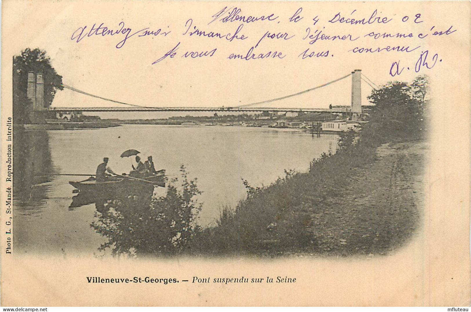 94* VILLENEUVE ST GEORGES    Pont Suspendu Sur La Seine   RL29,1095 - Villeneuve Saint Georges