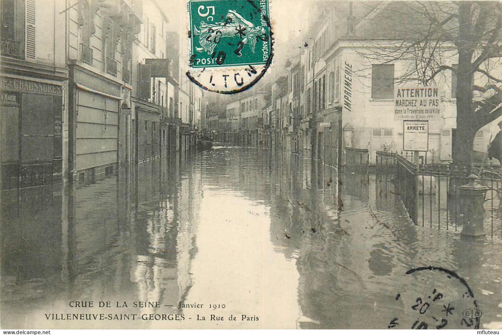 94* VILLENEUVE ST GEORGES   Crue 1910 -  La Rue De Paris    RL29,1089 - Villeneuve Saint Georges