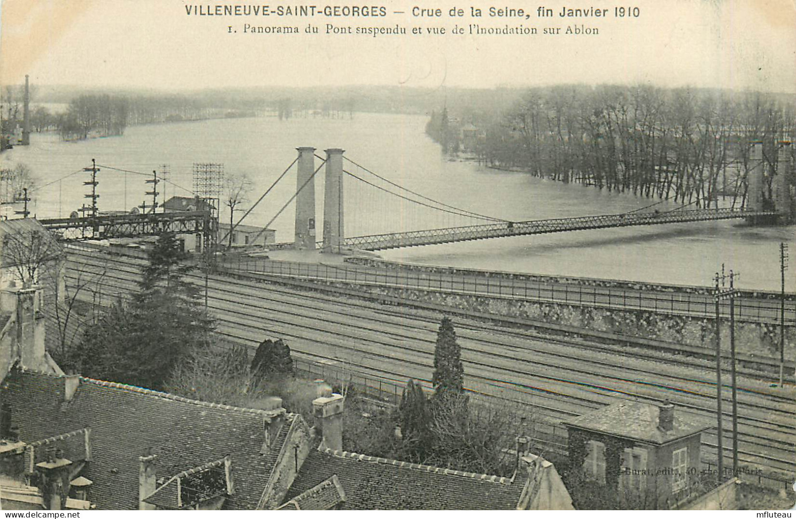 94* VILLENEUVE ST GEORGES    Crue 1910 – Pont Suspendu   RL29,1084 - Villeneuve Saint Georges