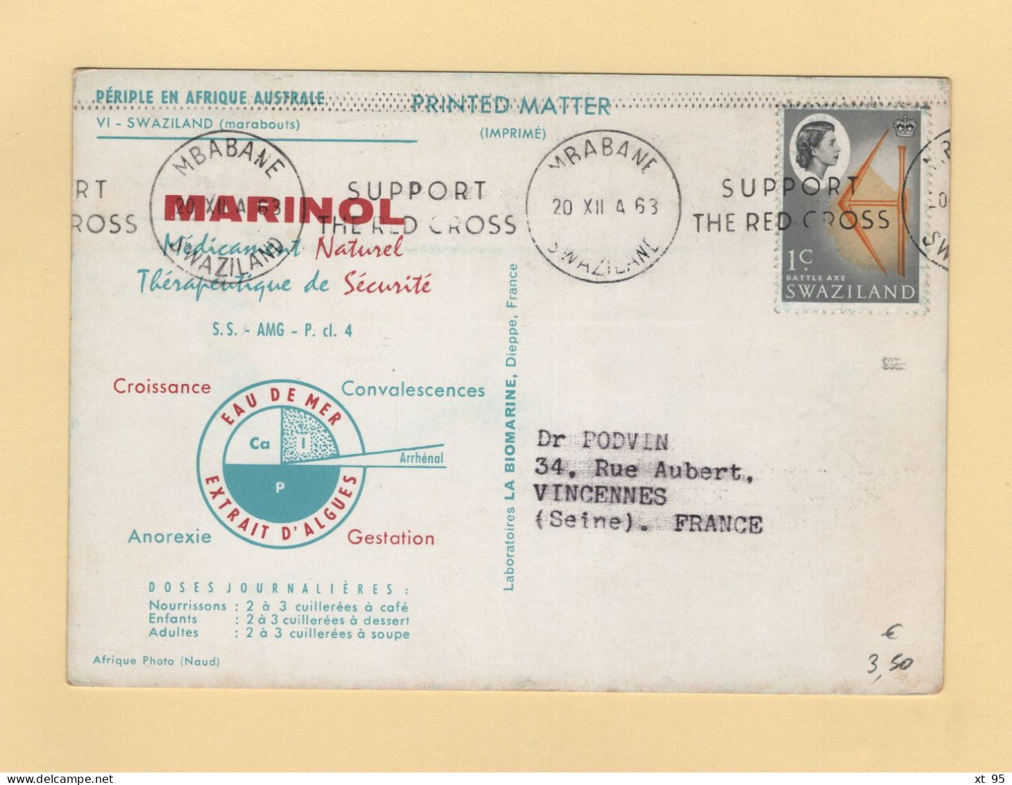 Swaziland - Mbabane - 1963 - Carte Marinol - Swaziland (...-1967)