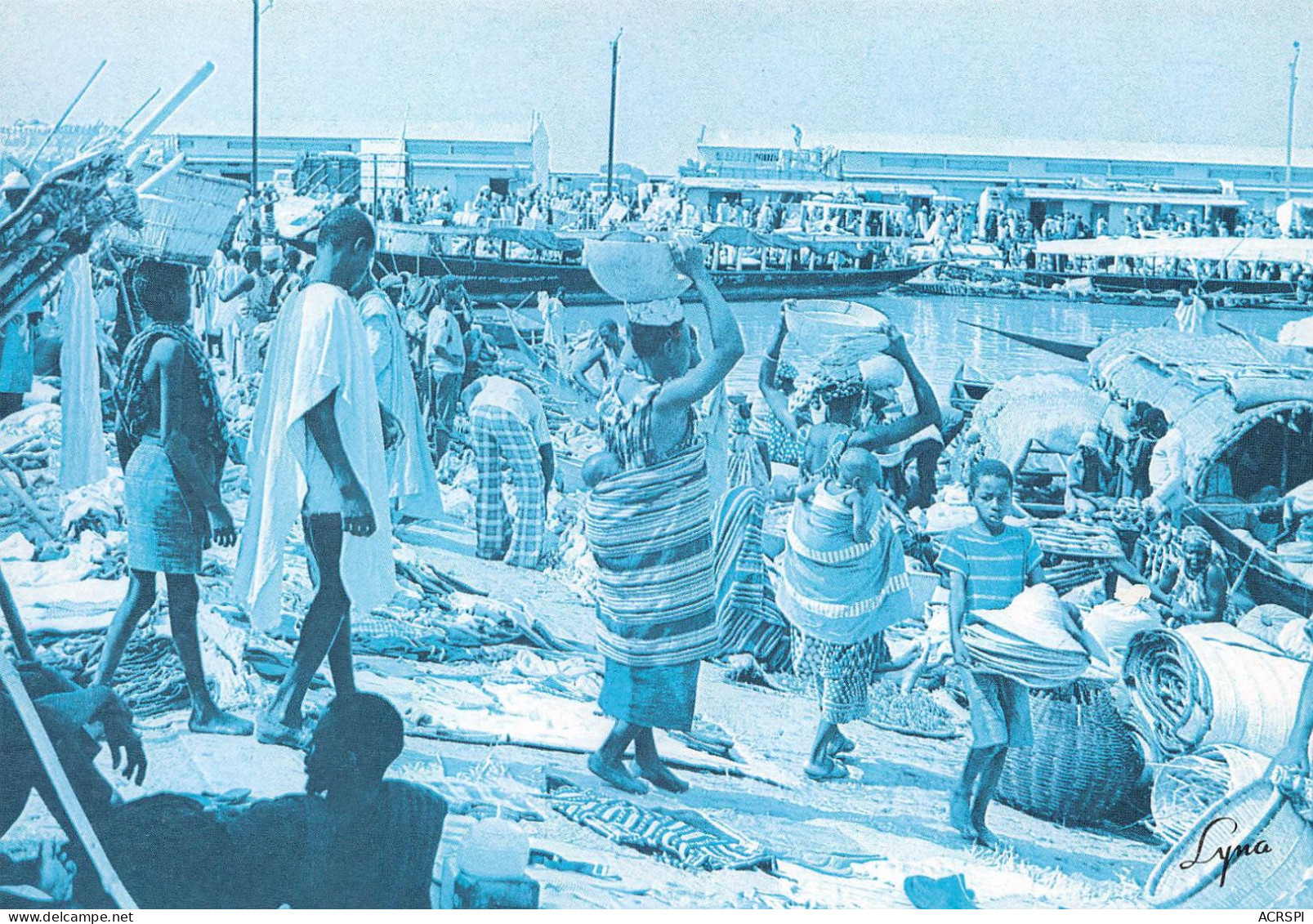 MALI Ex Soudan Français   MOPTI Scène De Marché Au Bord Du Fleuve Carte Bleue         (Scan R/V) N°    24     \MR8054 - Mali