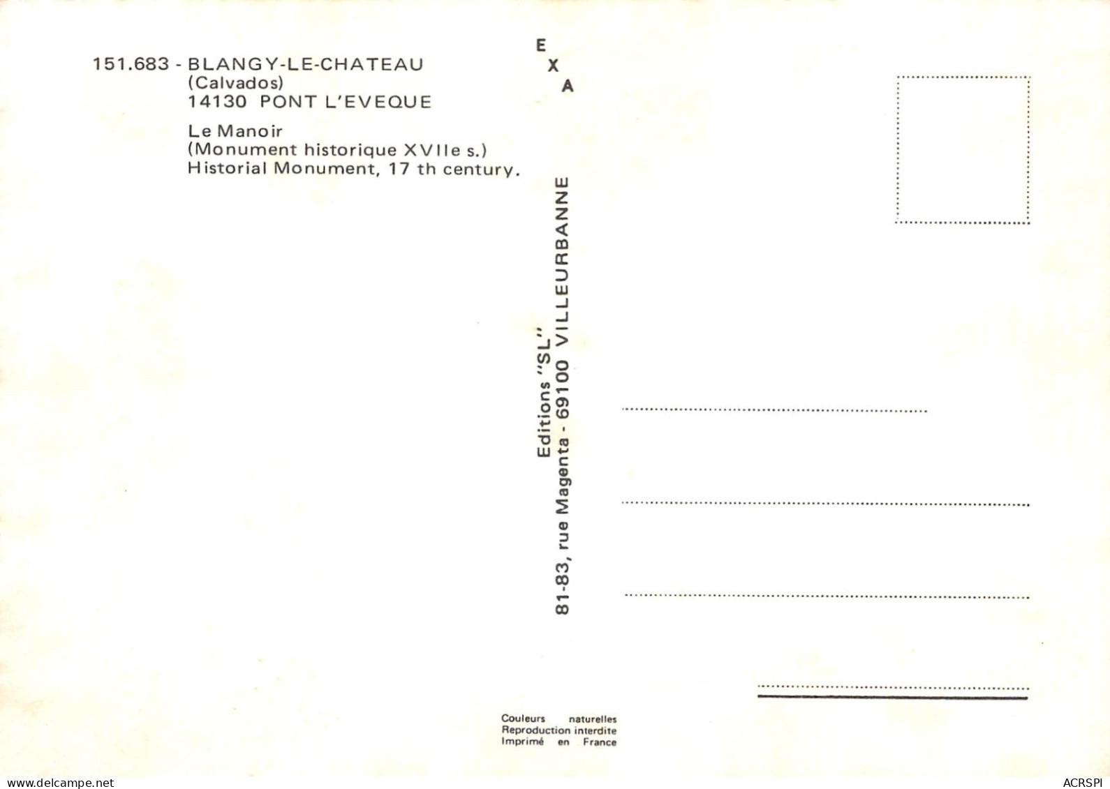 14 Blangy-le-Château PONT L'EVEQUE  édition SL    (Scan R/V) N°  22   \MR8048 - Pont-l'Evèque