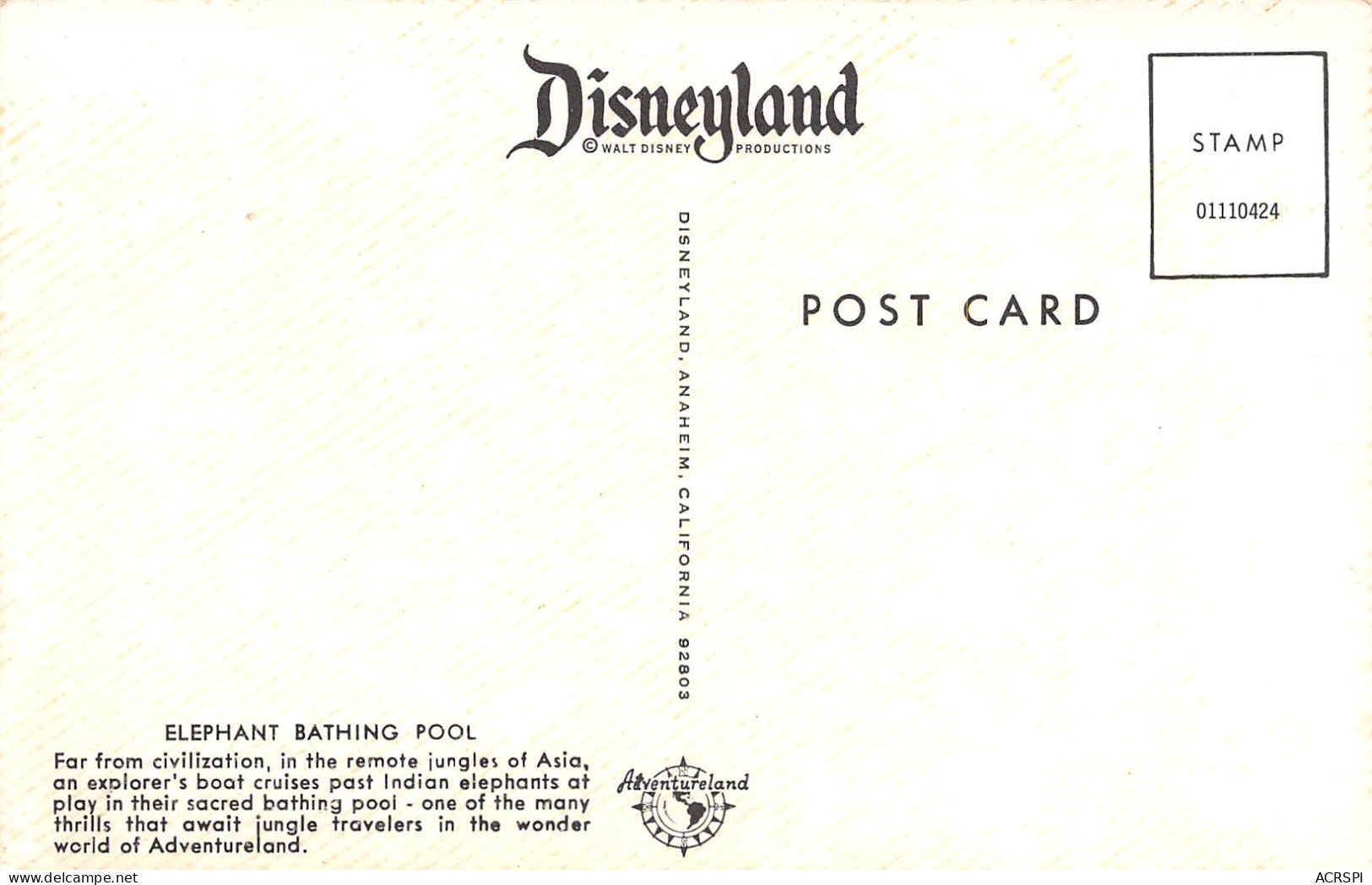 USA  ANAHEIM DISNEYLAND Anaheim, CA 92802, États-Unis  Elephant Bathing Pool (Scan R/V) N°   11   \MR8058 - Anaheim