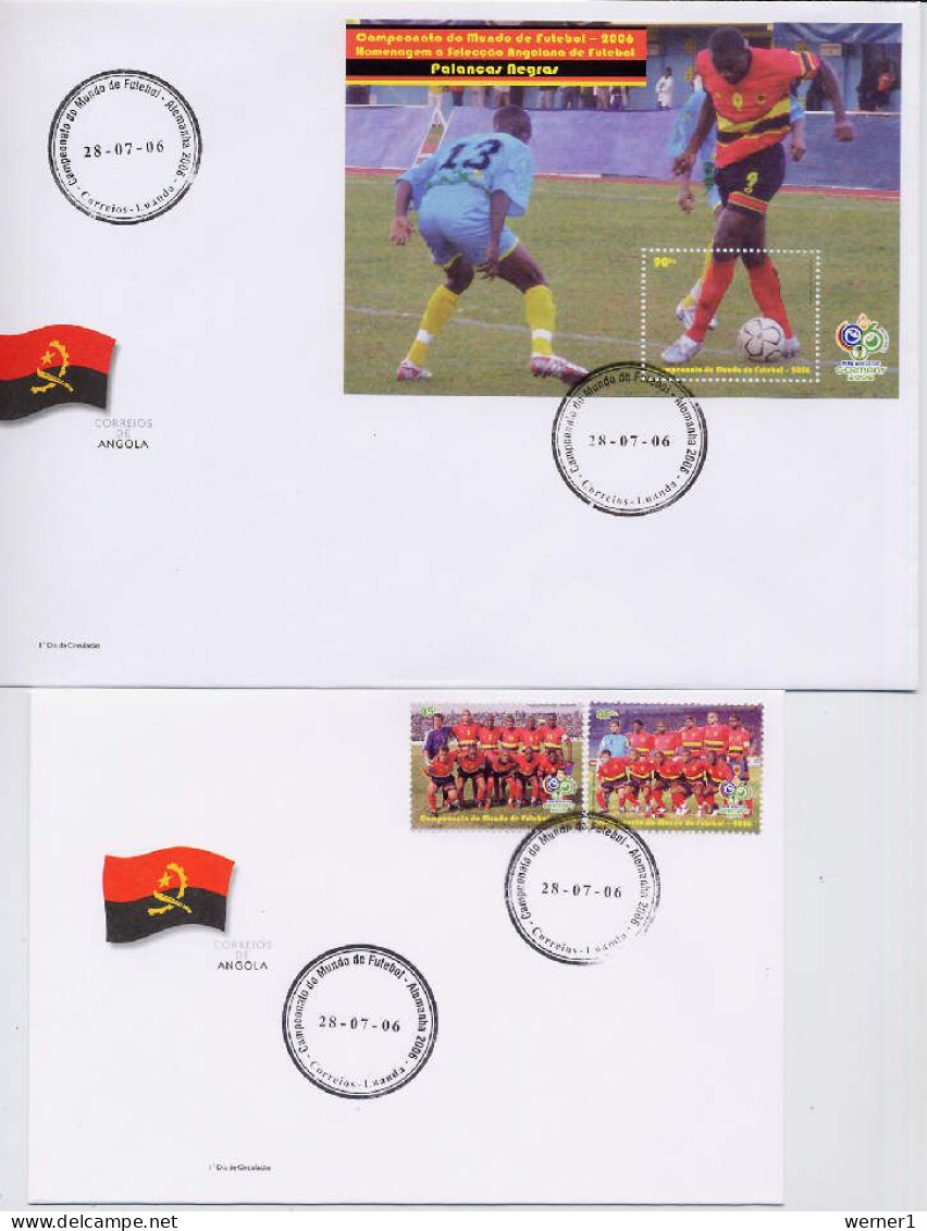 Angola 2006 Football Soccer World Cup Set Of 2 + S/s On 2 FDC - 2006 – Deutschland