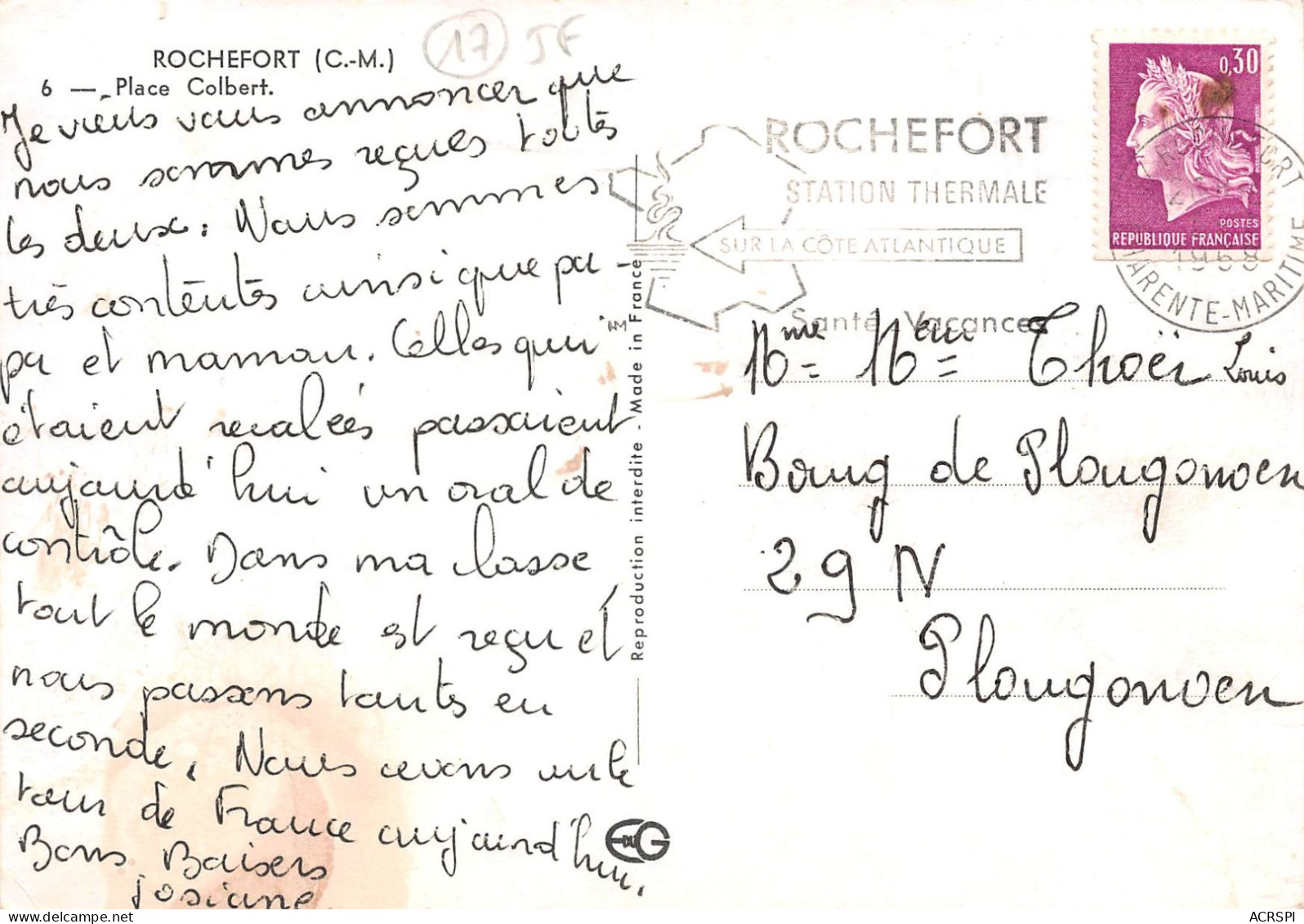 17  ROCHEFORT  La Place COLBERT         (Scan R/V) N°  20   \MR8075 - Rochefort