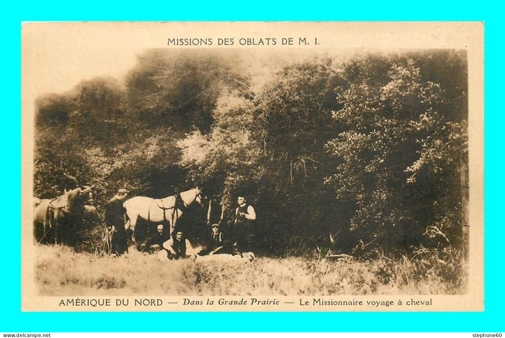 A890 / 413  AMERIQUE DU NORD Dans La Prairie Missionnaire Voyage A Cheval - Altri & Non Classificati