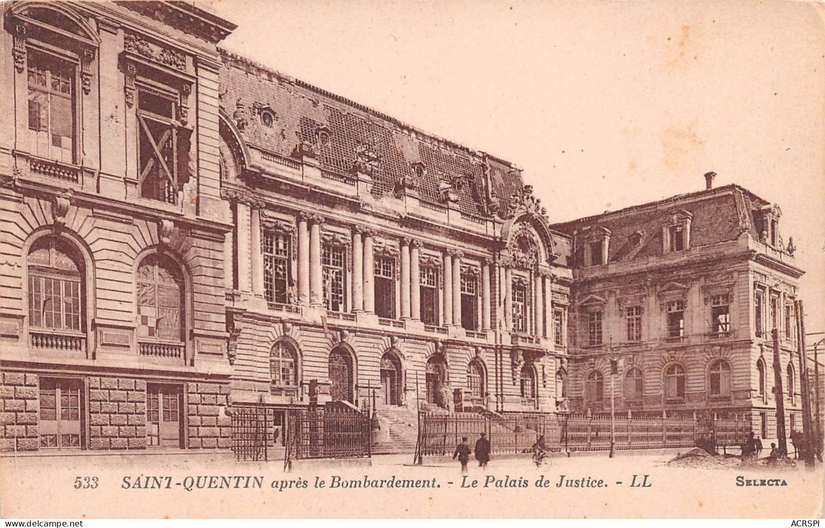 02   SAINT-QUENTIN    Palais De Justice Aprés Bombardement           (Scan R/V) N°  17   \MR8084 - Saint Quentin