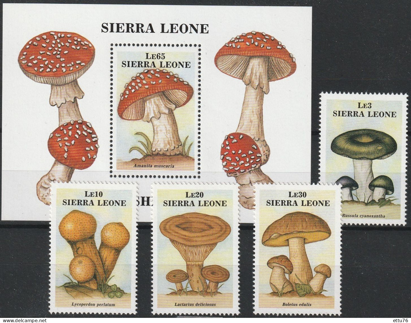 Sierra Leone  1988  Mushrooms  Set & Minisheet  MNH - Mushrooms