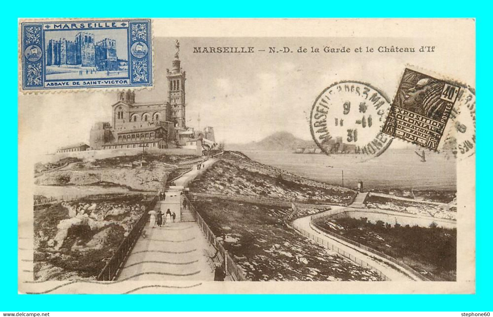 A884 / 581 13 - MARSEILLE Notre Dame De La Garde Et Chateau D'If ( Vignette Timbre ) - Unclassified