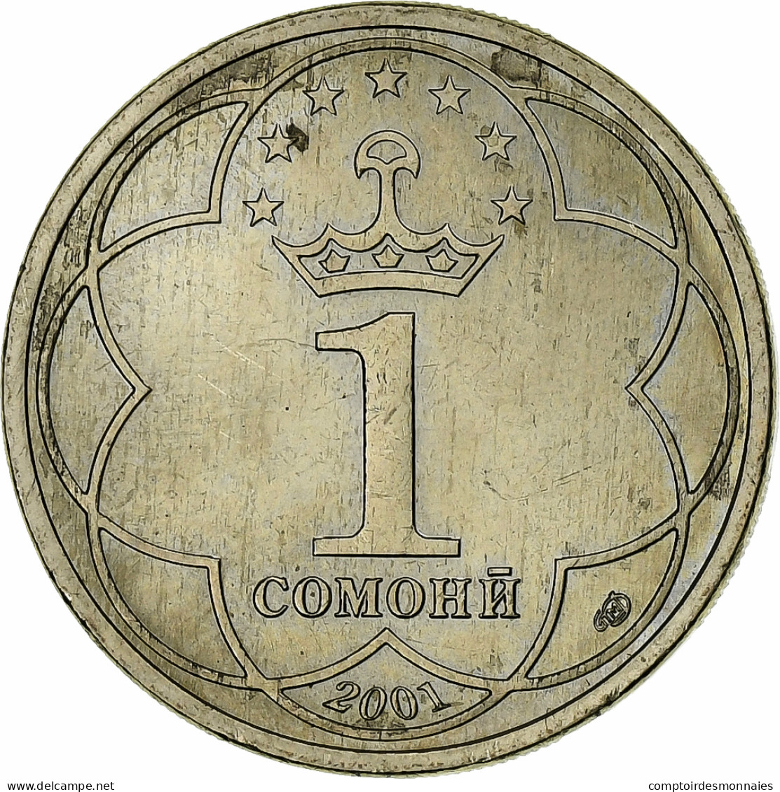 Tadjikistan, Somoni, 2001, St. Petersburg, Cuivre-Nickel-Zinc (Maillechort) - Takiyistán