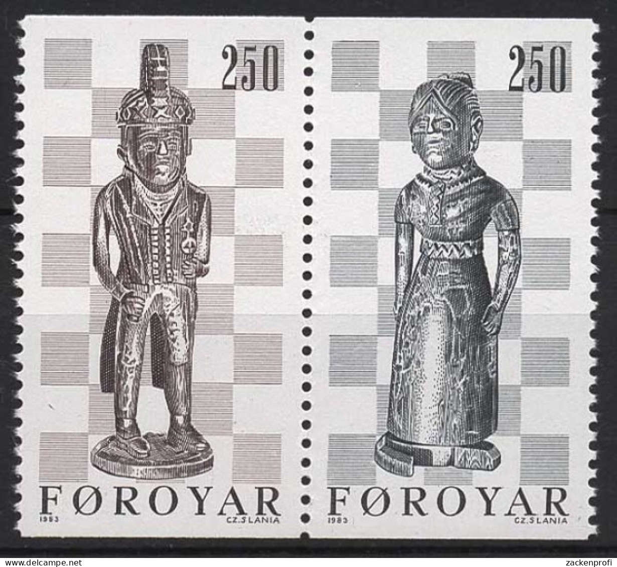 Färöer 1983 Schachfiguren Zusammendruck 82/83 ZD Postfrisch - Faroe Islands