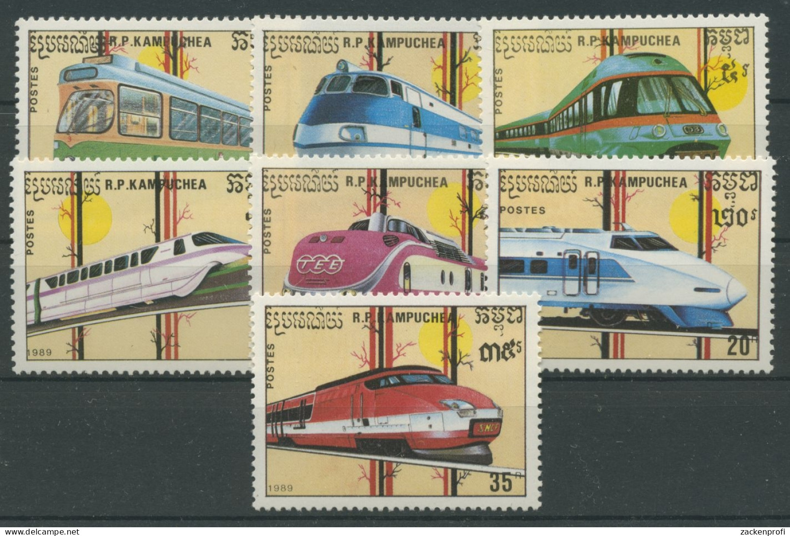Kambodscha 1988 Eisenbahn Schienenfahrzeuge 1007/13 Postfrisch - Cambodia