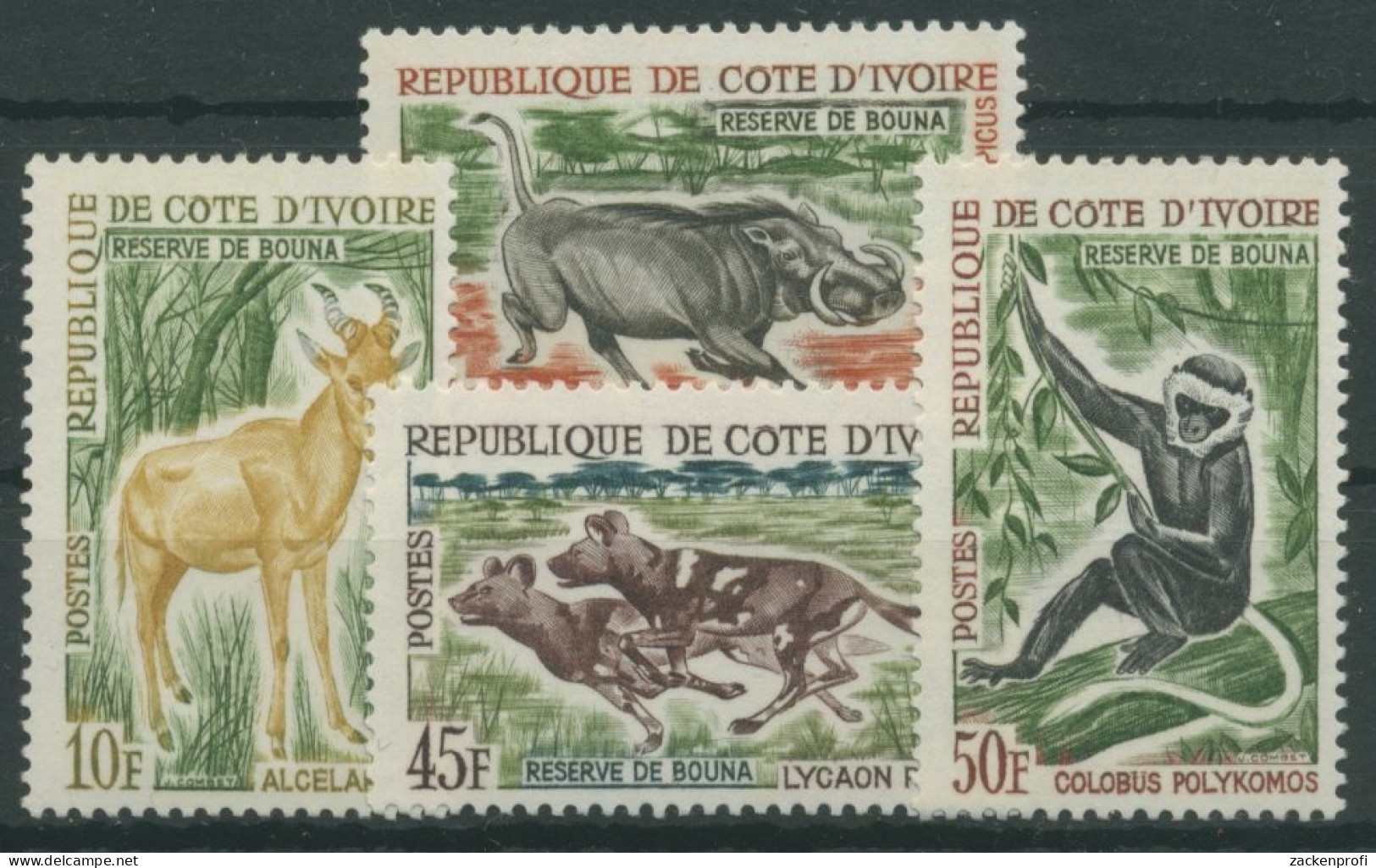 Elfenbeinküste 1963 Tiere Kuhantilope Seidenaffe Warzenschwein 251/54 Postfrisch - Ivory Coast (1960-...)