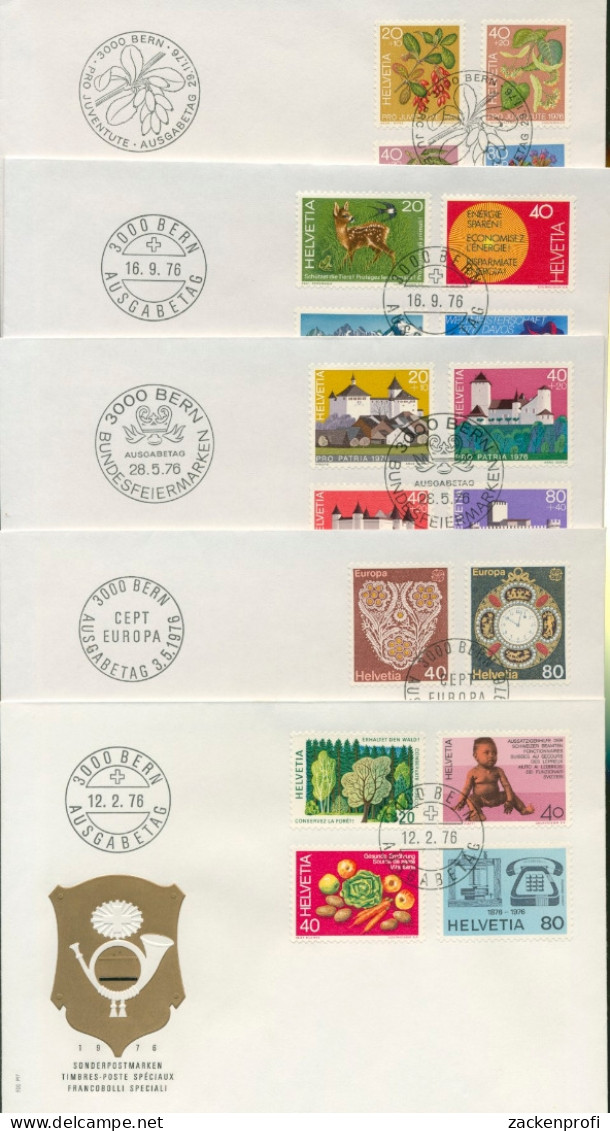 Schweiz 1976 Ersttagsbriefe Jahrgang 1976 FDC Komplett (F5495) - FDC