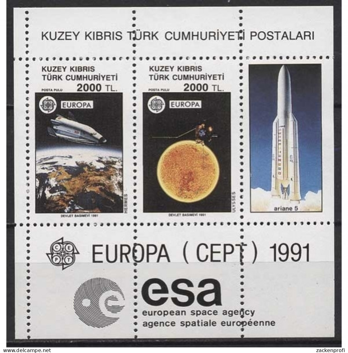 Türkisch-Zypern 1991 Europa CEPT Weltraumfahrt Block 9 Postfrisch (C14890) - Ongebruikt