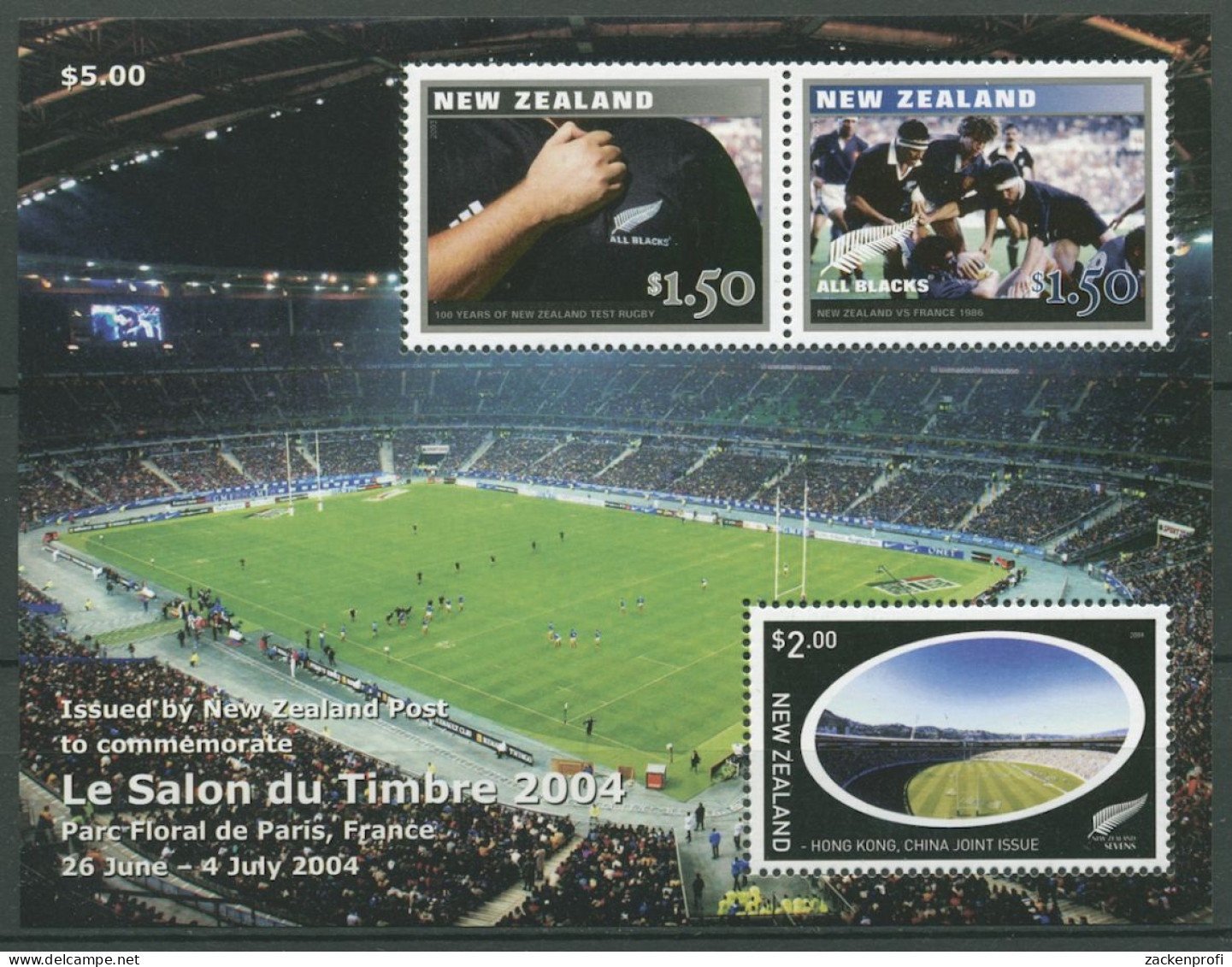 Neuseeland 2004 SALON DU TIMBRE Rugbyspieler Block 173 Postfrisch (C25712) - Blocks & Sheetlets