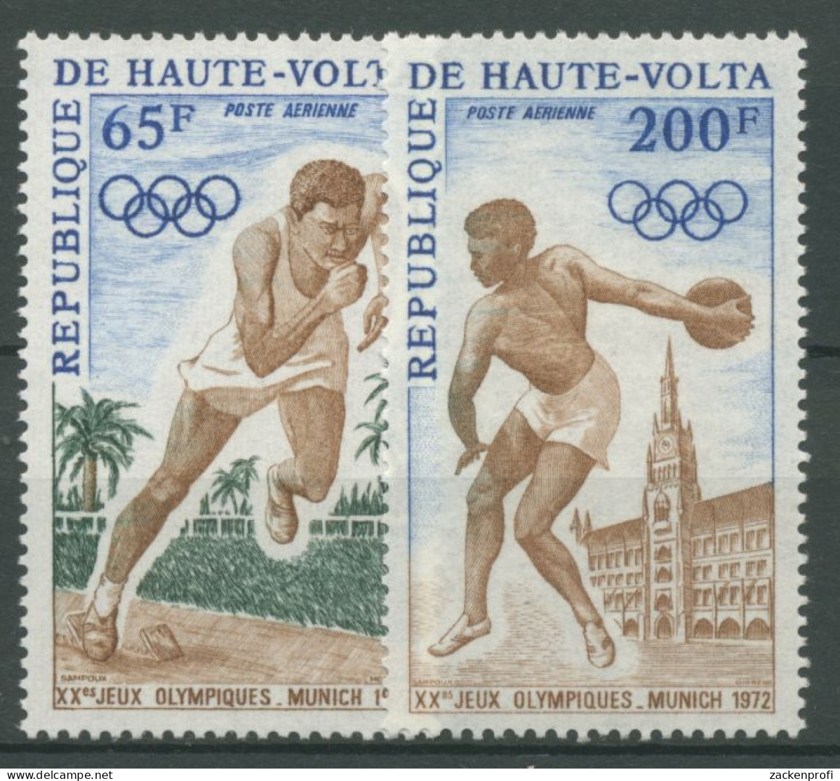 Obervolta 1972 Olympische Sommerspiele München Sprint Diskus 365/66 Postfrisch - Obervolta (1958-1984)