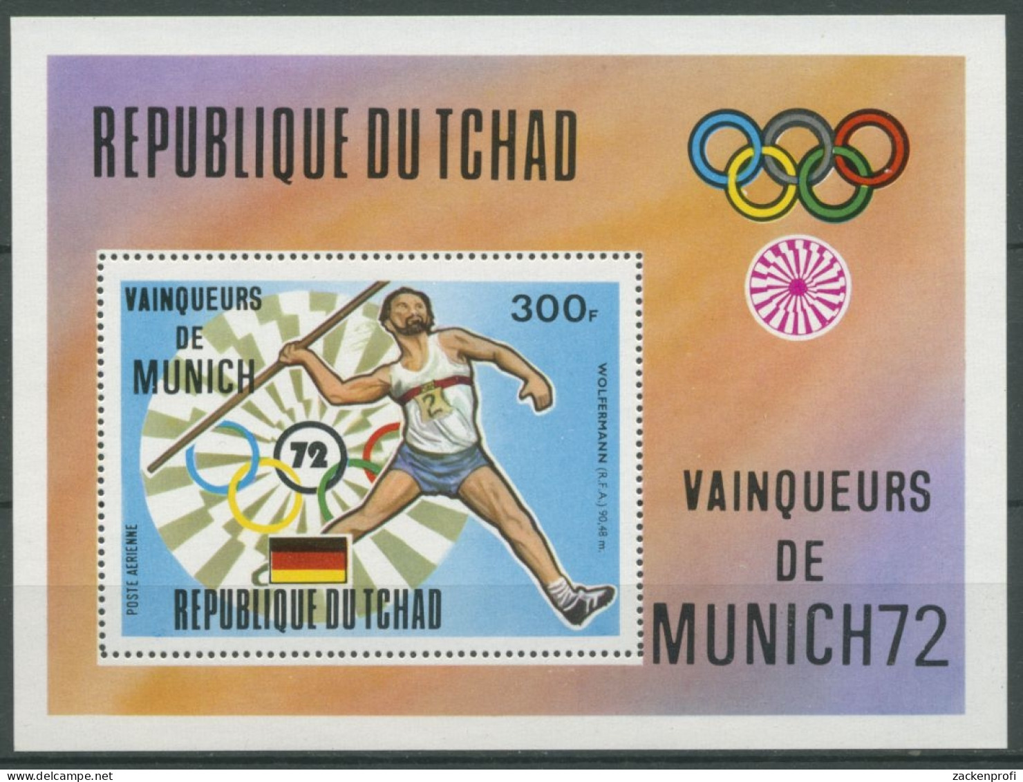 Tschad 1972 Olympiasieger München Wolfermann Block 54 A Postfrisch (C28062) - Chad (1960-...)